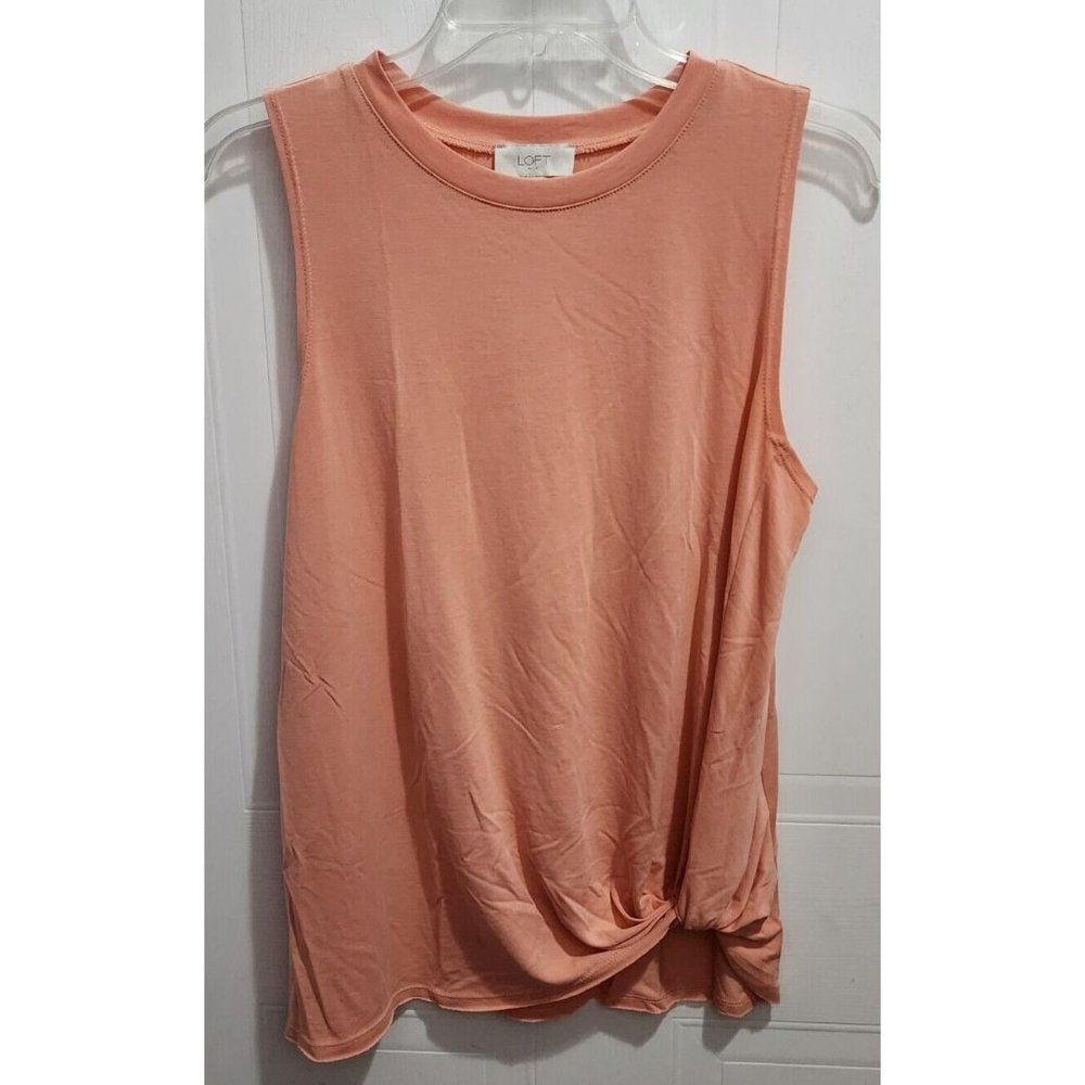 Loft Women's Sleeveless Knot Front Basic Top Orange Modal Blend Size Medium